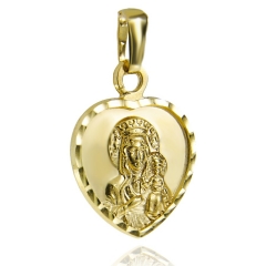 Medalik złote serce z Matką Boską Częstochowską pr.585